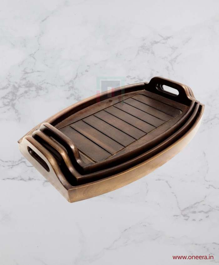 Oneera Wooden Oval Designed Serving Trays(3 Pieces)