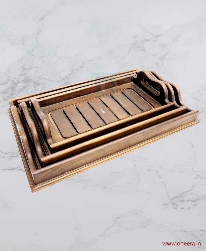 Oneera Wooden Square Line Serving Tray