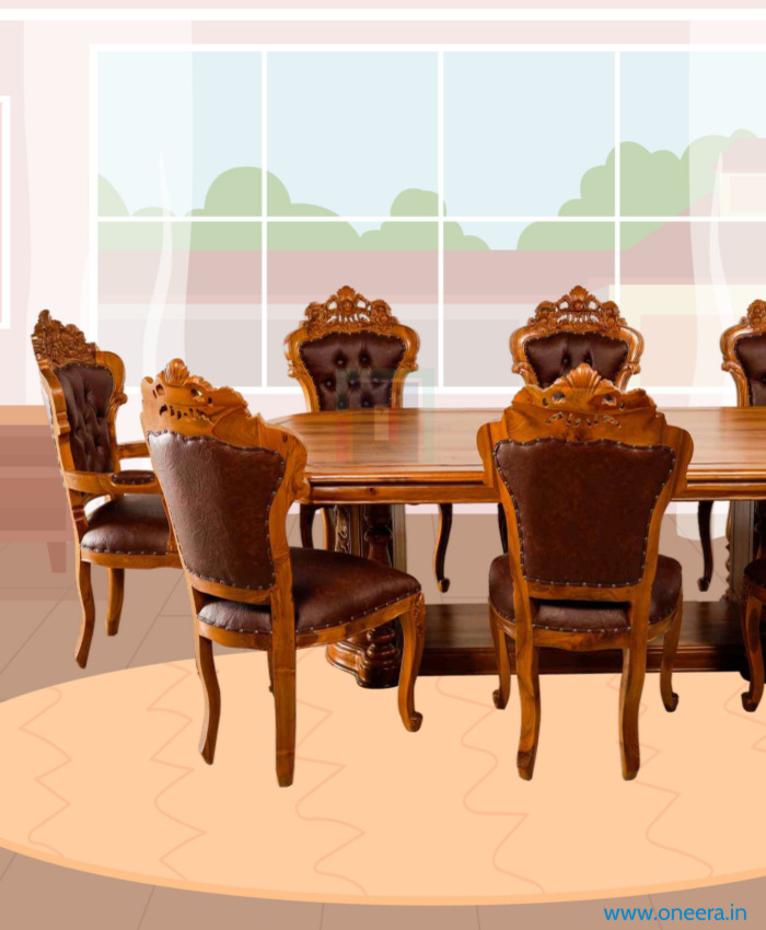 Oneera Wooden Indonesian 8 Seater Dining table set