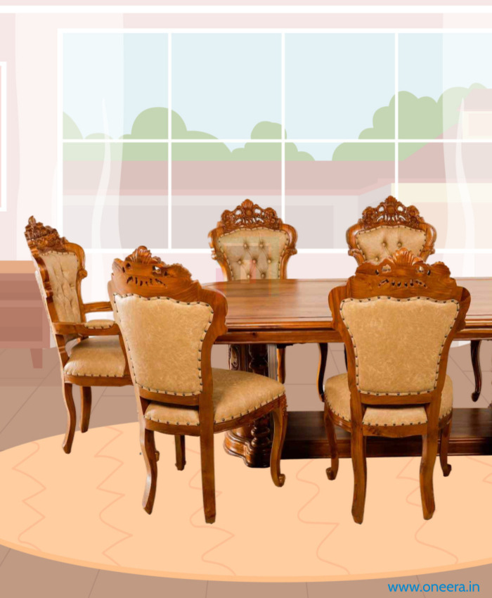 Oneera Wooden White Indonesian 8 seater Dining set