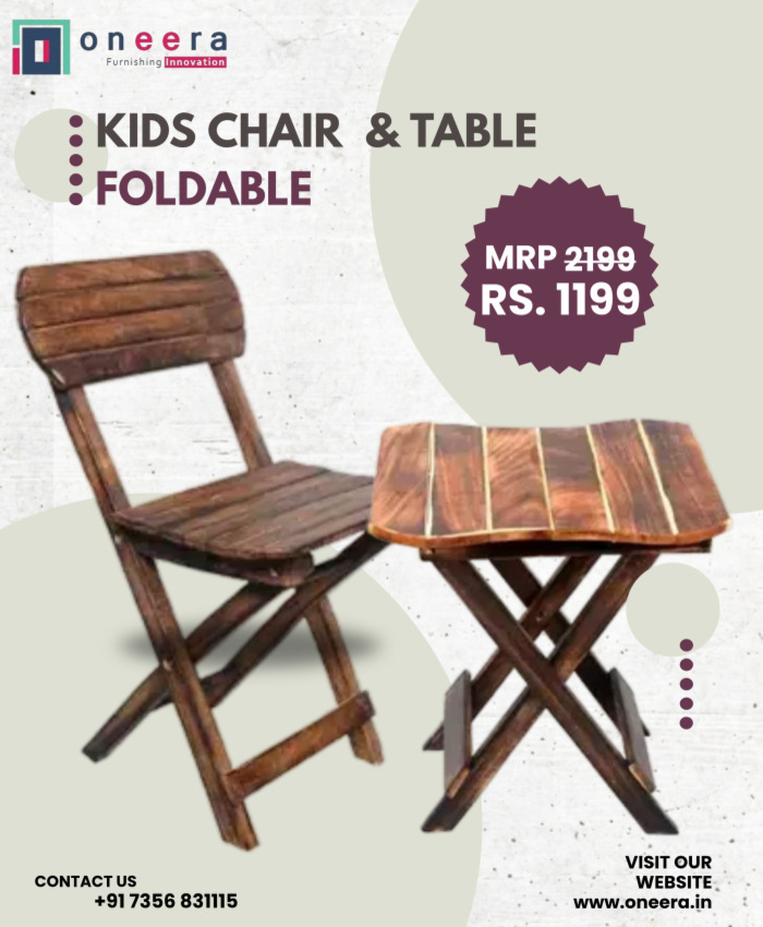 Kids Wooden Chair and Table set Foldable