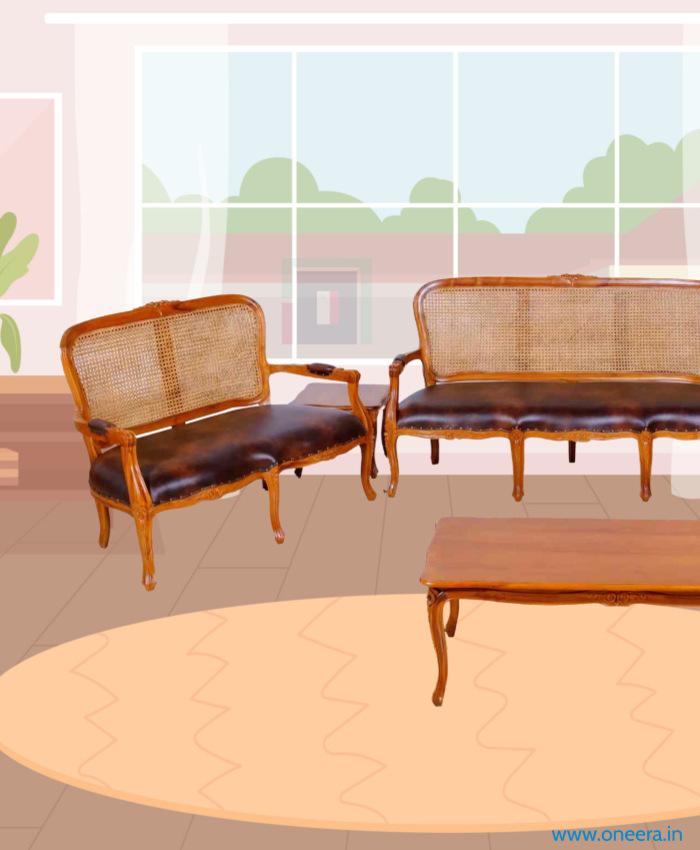 Oneera Royal Indonesian Sofa set(3+2+1+1+coffee table+2 side stools)