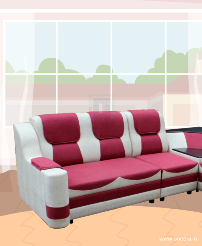 Oneera Reddish 3+2+1 Corner Sofa set 