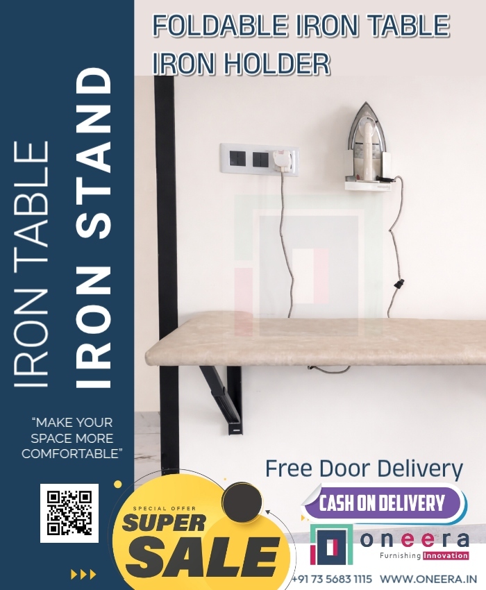 Foldable Metal Frame Ironing Table with Iron Stand  122 x 49 CM